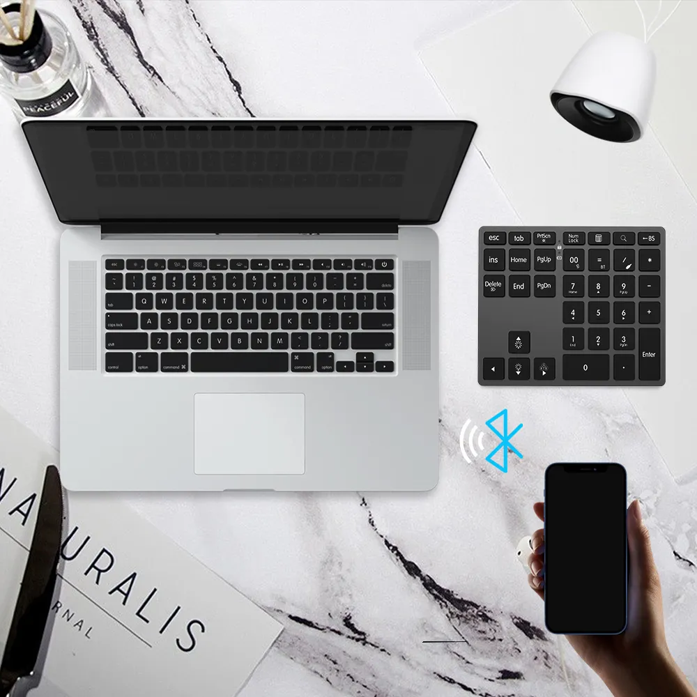 BOW 2.4G + Bluetooth Numeric Keypad Wireless Rechargeable Numpad ...