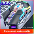 Wireless Mouse Silver Eagle A5 Rechargeable Wireless Mouse Gaming Game RGB Luminous Silent Silent Mouse. 
