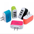 Universal 3 USB Multi-Port Wall Home Charger US Plug Wall Adaptl er Cube Block AC 110-220V 5V Candy Color Travel Charger Adapter. 