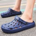 Summer Men Sandals Platform Clogs Beach Slippers Men Shoes Aqua Breathable Hollow Out Garden Slippers Foam Runners blue. 