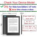 Slim Shell for Kobo Aura Edition 2 N236 E-book Smart Sleep/Wake-up Casual 6 inch Kobo Aura Edition 2 Pure Color Cover+Film+pen. 