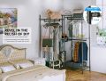 5 Tiers  hanging clothing stand  Wire Garment Rack Heavy Duty Clothes Rack Portable Clothes Wardrobe Large Armoire Storage Rack Organizer, 74.4" W x 17.7" D x 76.8" H, color , Black. 