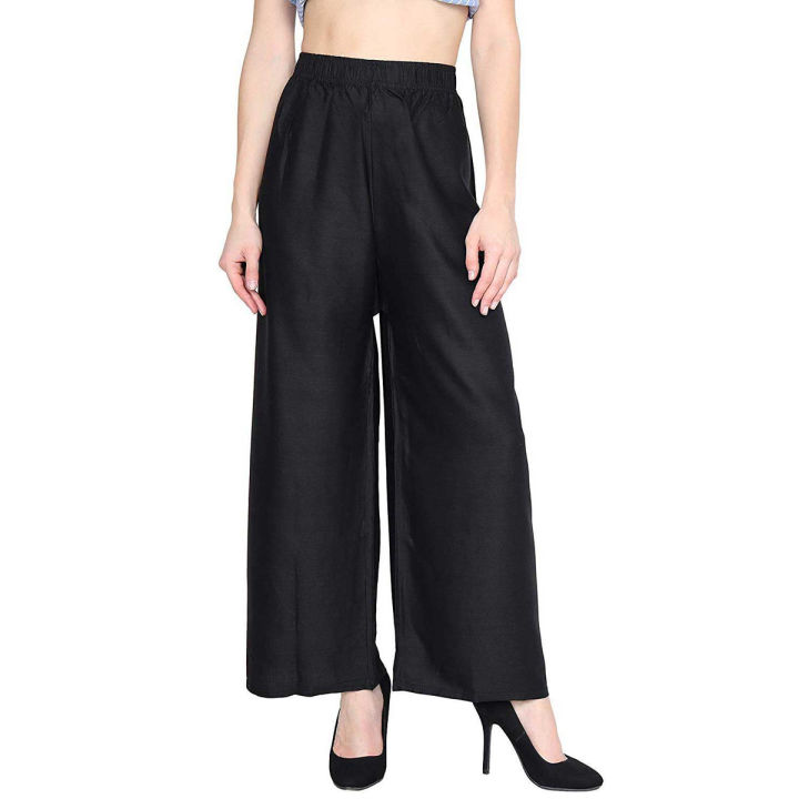 Cotton Plain Plazo for Women Black