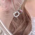 Fashion Hello Kitty Pendant Necklace for Women Girls Cute Cartoon Cat Double Ring Clavicle Chain Charms Chic Delicate Necklace Jewelry Gift.
