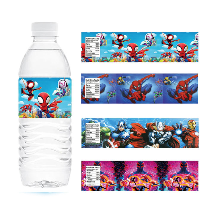10/30%20Pc%20Superhero%20Spiderman%20Water%20Bottle%20Labels%20Avengers%20Theme%20Waterproof%20Stickers%20for%20Kids%20Boys%20Birthday%20Baby%20Shower%20Supplies%20-%20Image%205