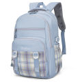 Elementary school bag for girls 4th, 5th and 6th grade nylon cloth plaid backpack Korean version large capacity backpack for junior high school students. 