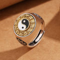 S990 12 Zodiac Qiankun Nine Palaces Bagua Men's with Personalized Creativity and Rotable Open Mouth Ring. 