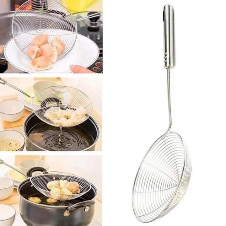 Kitchen Utensil Stainless Steel Mesh Strainer Ladle Spider Skimmer Fry Spoon