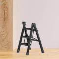 Folding Ladder Space Saving Non Slip Thickened Portable Black Sturdy Stepladder for Three layers.