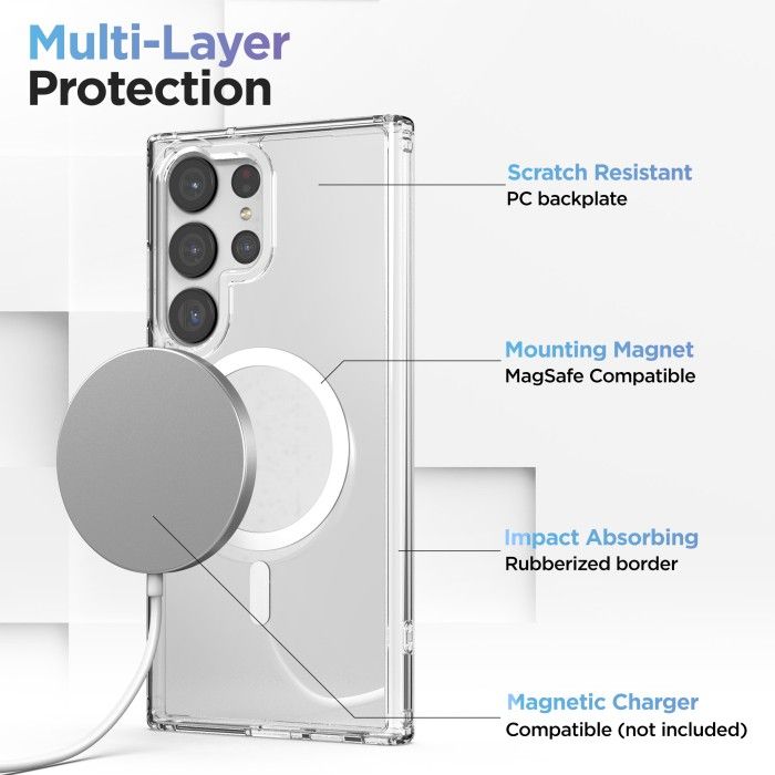Samsung Galaxy S24 Ultra Anti Yellow Magsafe Magnetic Wireless Charging Case Clear Transparent Shockproof Back Cover Phone case