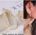 1 Pair Color Lasting Luxury Temperament Earrings For Women Needle Olive Branch Leaf Two Ways To Wear Ear Cuffs Stud Earrings Bridal Wedding Jewelry - Ear Ring. 