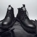 Dr. Martens Boots Summer High-Top Men's Shoes2023New British Style Frock in Black Motorcycle Mid-Top Men's Fashion Shoes. 