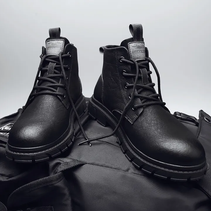 Dr. Martens Boots Summer High-Top Men's Shoes2023New British Style Frock in Black Motorcycle Mid-Top Men's Fashion Shoes