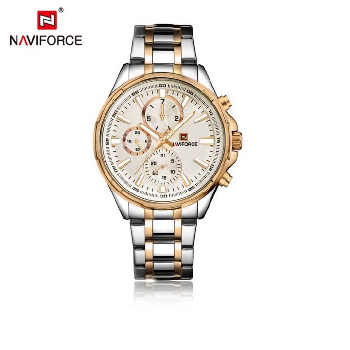 NAVIFORCE  Silver Stainless Steel Chronograph Wrist Watch for Men model 9089