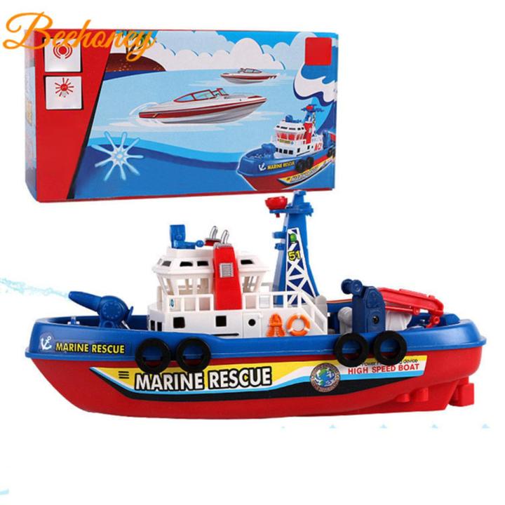Kids Electric Fire Boat Simulation Fire Fighting Boat Toy Pool Toys Marine Models With Music Light