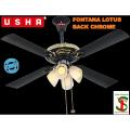 Usha Fontana Lotus 1230mm / 49 inches 4 Blades Ceiling Fan with Decorative Lights (Black Chrome).