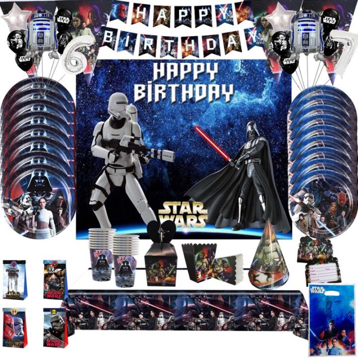 Star Wars Theme Birthday Party for Kids Baby Shower Birthday Party Decoration Tableware Paper Cups Plates Napkins Tablecloth