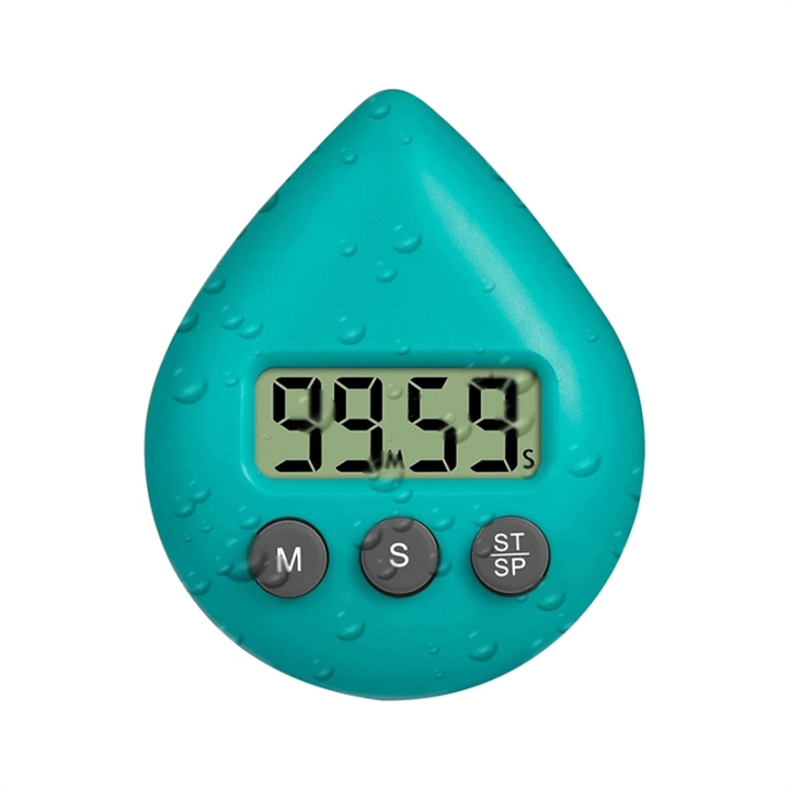 Silent Non-Ticking Battery Operated Shower Timer, Waterproof Digital Timer, Small Size Cute Timer Green Easy Install Easy to Use