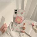 Phone Case For iPhone 11 12 13 14 15 Pro Max Mini 6 6S 7 8 Plus XR XS Max X SE 2020 Casing Cute INS Pink Love Flowers Flower Holder Clear Soft Fashion Back Cover Transparent 3D TPU. 