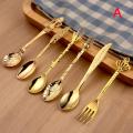 6Pcs Mini Royal Style Spoons  Vintage Metal Carved Dessert Cutlery s. 