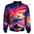 Winter Fashion Men's Bomber Jacket Animal Phoenix Retro Pattern 3D Printed Warm Thick zipper Jacket Unisex Casual Coat FY24. 