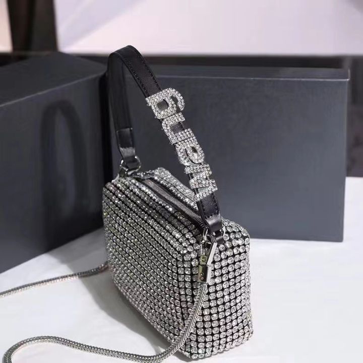 King brick rhinestone bag bag women's bag dinner bag crossbody women's hand armpit full of diamond bags shiny full of diamond bags