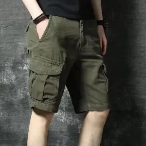 Quarter Olive Color Mans Comfortable Cotton Cargo Shorts Half
