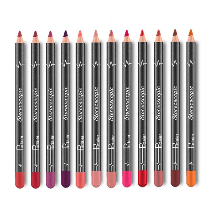 6 12Pcs/Set Waterproof Pencil Lipstick Set Pen Matte Lip Liner Long Lasting Makeup Pens Easy to Wear Non-stick Cup карандаш для