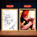 Light Painting Picture Frame Anime Figures Haikyuu!! Shoyo Hinata Led Night Lights Bedroom Home Decorative Kids Gift Moon Lamps.