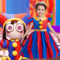 Pomni Costumes Kids Dress Costume Cartoon TV Amazing Cosplay Digital Circus Disguise Glove Hat Child Girls Halloween Party Suit.