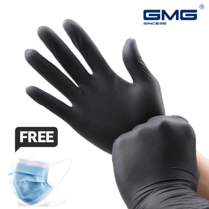 Nitrile Gloves Black 100pcs 4mil Food Grade Waterproof Powder
