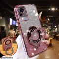 Phone case For Vivo V21 / Vivo V21e 4G / V20 SE / Vivo Y73 Back cover with Stand Holder Luxury Shiny Gradient Plating Glitter Girls Slim Phone Case Clear Soft Silicone Protective Cases Pouch Women. 
