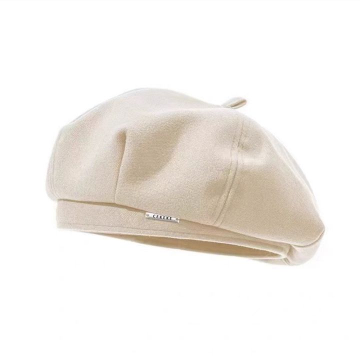 Black%20beret%20new%20women's%20autumn%20and%20winter%20Japanese%20face%20show%20small%20woolen%20octagonal%20hat%20ins%20painter%20hat%20big%20head%20hat%20-%20Image%206