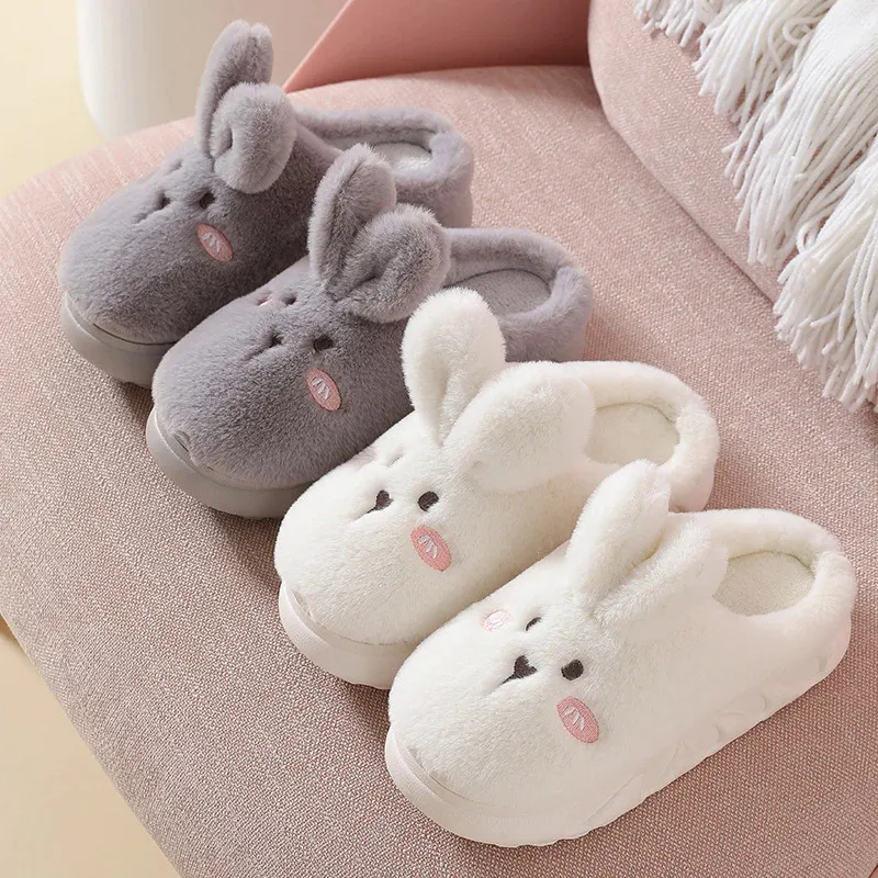 Fluffy Bunny Slippers Rabbit 2022 Cute Plush Animal Slippers