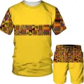 【2023】 3D Print African Dashiki Men's T Shirt Shorts Tracksuits Suit Summer Short Sleeve Men Folk Custom Outfits Plus Size Men Sets. 