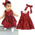 6M-3Y Toddler Kids Baby Girls Dress African Dashiki Traditional Style Sleeveless Ankara Dresses With Headband Infant Outfits.
