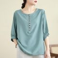 Button Up Beauty: Vintage Style Cotton Blouse for Women.