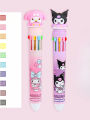 Sanrio Press Ten Color Ballpoint Pen Cartoon Kawaii Kuromi Multi-color Students Gel Pen Melody Sanrio Stationery Write Cute Pens. 