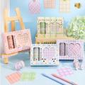 5 Rolls Grid Washi Tape Set with 80 Sheets Gold Foil Sticky Notes | Decorative Journal & Masking Tape. 