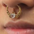 Punk U Shaped Nose Ring Hoop Septum Rings Copper Hand Crystal Heart Nose Piercing Piercing Non Pircing Jewelry Cuff.