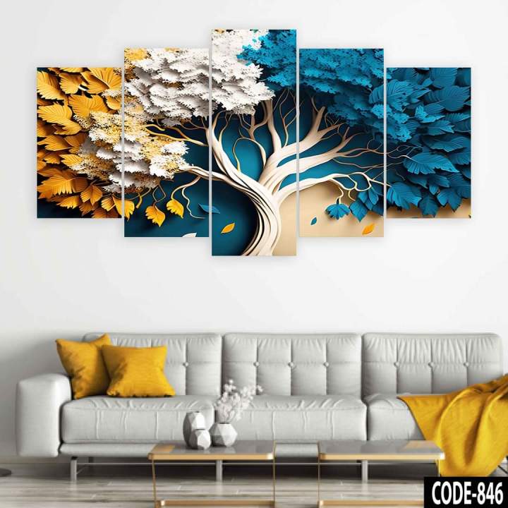 5Pcs In 1 Set Wall Canvas Art printing code#846 | Daraz.com.bd