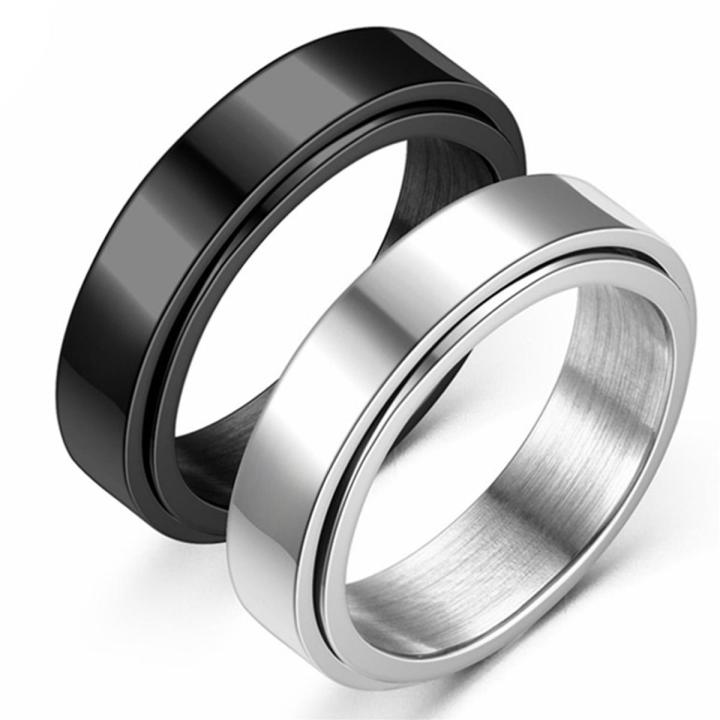 Anxiety Fidget Spinner Rings for Men Smooth Stainless Steel