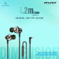 AWEI Z1 Wired Earphone Dual Driver Headset Sport Bass Sound Earphones With Mic MP3 3.5mm Jack.