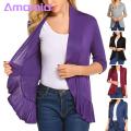Amamia Lady Cardigan Long Sleeves Loose Ruffle Women Cardigan.