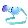 0-24 Months Newborn Baby Bendable Flexible Polarized Sunglasses with Strap Infant Boy Girls Square Silicone Frame Mirrored UV400.