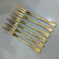 6 pcs golden colour Stainless Steel Dessert Cake Western Fork Small Fruit Fork Stainless Steel Moon Cake Fork Set For Restaurant.