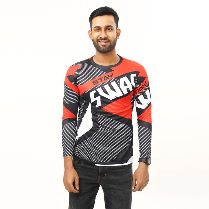 SWAG Orange Full Sleeve Four Part Jersey For Men