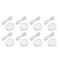 Kitchen Cabinet Lighting LED 8 Puck Lights with Wireless Remote Dimmer Switch.