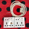 Handmade 16pin 6 Port Multiplug Universal Socket and 10 Feet Cable 100% Copper cable (Heavy Duty + Long lusting) - Multi Plug. 