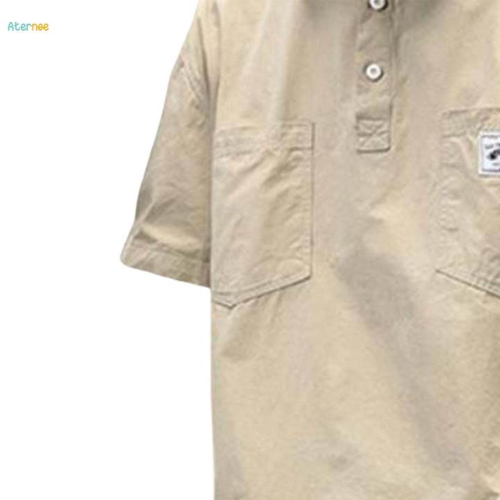Short%20Sleeve%20Shirt%20for%20Men%20Stylish%20Regular%20Fit%20Summer%20Mens%20T%20Shirts%20Pullover%203XL%20Beige%20-%20Image%207